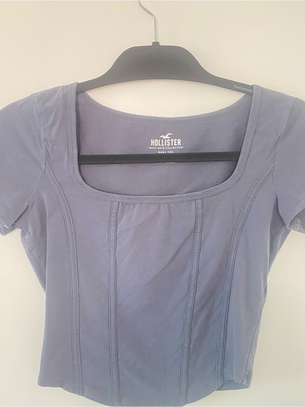Hollister Square Neck Short Sleeve Top - Navy Blue Lilac